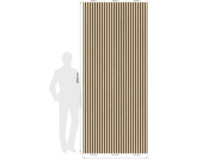 Akustikpaneele|Musterfliesen*Grosfillex Wandverkleidung Element 3D Optik Linio 260 cm x 37,5 cm Ash