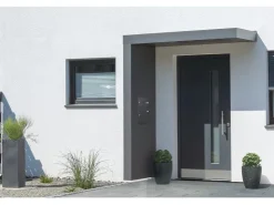 Vordächer*Gutta Rechteckvordach BS PLUS 200 Seite Links BK Anthrazit Vorbereitung Klingel