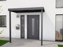 Abläufe*Gutta Rechteckvordach BS PLUS Anthrazit XL 250 x 125 cm 2 Pfosten Ablauf Links