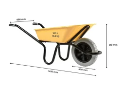 Baugeräte*Haemmerlin Schubkarre Bau Plus 100 l PU-Rad Lackiert