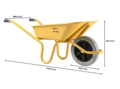 Baugeräte*Haemmerlin Schubkarre Expert 100 l PU-Rad Gelb Lackiert