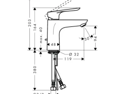 Abläufe*Hansgrohe Einhebel-Waschtischarmatur Logis E 100 mm Chrom mit Zugstangen-Ablauf