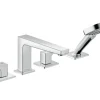 Badlüfter*Hansgrohe 4-Loch Wannenrandarmatur Metropol mit Hebelgriffen und Secuflex Chrom