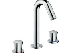 Badlüfter*Hansgrohe 3-Loch Waschtischarmatur Logis 150 mit Zugstangen-Ablaufgarnitur Chrom