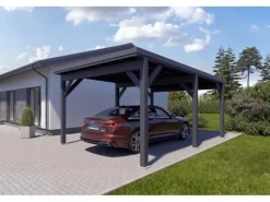 Brettschichtholz*Holzbrüder Carport Ralf 24m² Anthrazitgrau-Dunkelgrau
