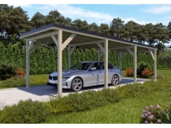 Brettschichtholz*Holzbrüder Carport Ralf 26m² Natur- Schwarz