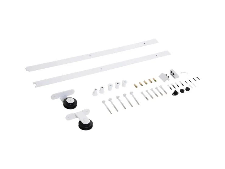 HOMCOM Türstopper|Zubehör Für Türen^Schiebetür-Beschlagsatz Kohlenstoffstahl 183L x 4B x 0,6H cm Weiß