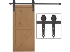 Türstopper|Zubehör Für Türen*HOMCOM Schiebetür-Beschlagsatz Kohlenstoffstahl 200L x 4B x 0,6H cm Braun