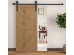 Türstopper|Zubehör Für Türen*HOMCOM Schiebetür-Beschlagsatz Kohlenstoffstahl 200L x 4B x 0,6H cm Braun