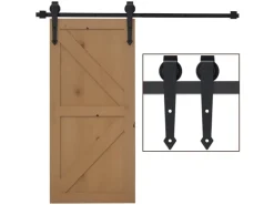 Zubehör Für Türen*HOMCOM Schiebetüren-Beschlagsatz Kohlenstoffstahl 200L x 4B x 1H cm Schwarz