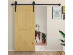 Zubehör Für Türen*HOMCOM Schiebetüren-Beschlagsatz Kohlenstoffstahl 200L x 4B x 1H cm Schwarz
