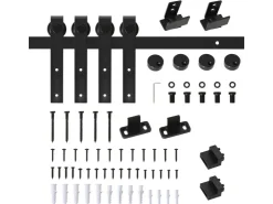 HOMCOM Zubehör Für Türen^Schiebetürsystem für Doppelte Holztüren 183 x 0,6 x 18 cm