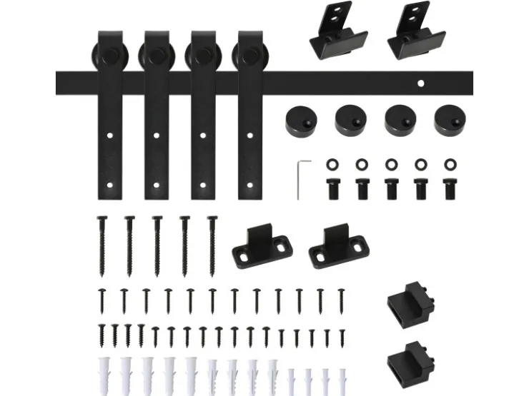 HOMCOM Zubehör Für Türen^Schiebetürsystem für Doppelte Holztüren 183 x 0,6 x 18 cm