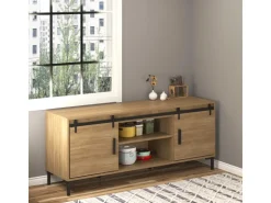 HOMCOM Zubehör Für Türen^Schiebetürsystem für Doppelte Holztüren 183 x 0,6 x 18 cm