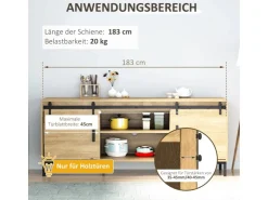 HOMCOM Zubehör Für Türen^Schiebetürsystem für Doppelte Holztüren 183 x 0,6 x 18 cm