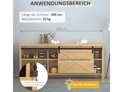 HOMCOM Zubehör Für Türen^Schiebetürsystem Laufschiene 200 x 0,4 x 18 cm
