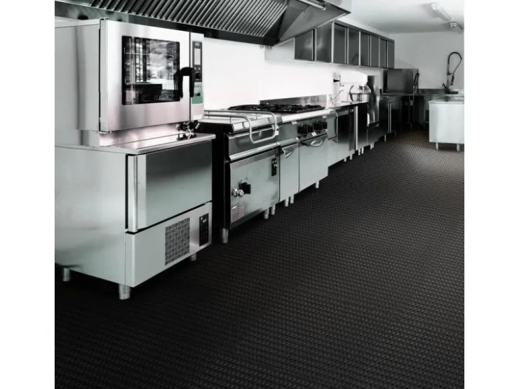 Drainage|Trockenausbau*Karat Antirutschmatte Multi Grip Antibakteriell 13,5 mm Stärke Schwarz 120 x 600 cm