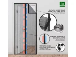 Zubehör Für Türen*Karat Fliegengitter Sam Gestreift Klebemontage Klettverschluss 100 x 210 cm