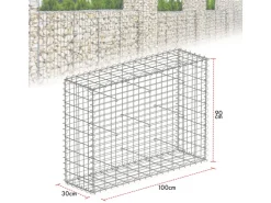 Mörtel|Armierung*Karat Gabionenkorb Lenox Steinkorb Zaun Sichtschutz Verzinkt 100 x 90 x 30 cm