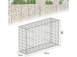 Karat Mörtel|Armierung^Gabionenkorb Lenox Steinkorb Zaun Sichtschutz Verzinkt 100 x 80 x 30 cm