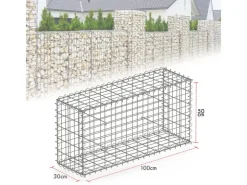 Mörtel|Armierung*Karat Gabionenkorb Lenox Steinkorb Zaun Sichtschutz Verzinkt 100 x 50 x 30 cm