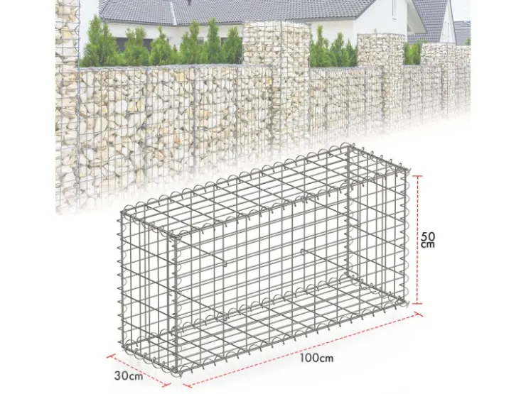 Mörtel|Armierung*Karat Gabionenkorb Lenox Steinkorb Zaun Sichtschutz Verzinkt 100 x 50 x 30 cm