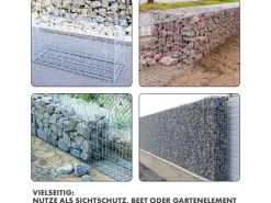 Mörtel|Armierung*Karat Gabionenkorb Lenox Steinkorb Zaun Sichtschutz Verzinkt 100 x 50 x 30 cm