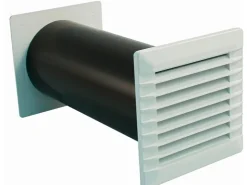 Marley Mauerlüfter^Teleskopkanal Ø 100 mit s. Rückstauklappe für Flachkanal System 100