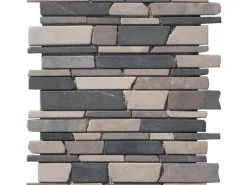 Verlegeplatten* Marmormosaik Black Grey Creme 30,5 cm x 30,5 cm
