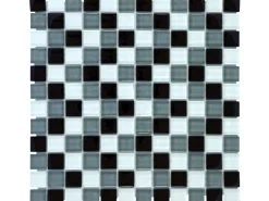 Wandfliesen|Mosaikfliesen^Mosaikmatte Glas Schwarz Grau Weiß 30 cm x 30 cm Schwarz-Grau-Weiß