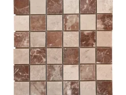 Wandfliesen|Mosaikfliesen* Mosaikmatte Naturstein Verona Rosso Crema 30 cm x 30 cm
