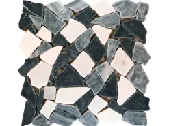 Mosaikfliesen|Verlegeplatten^Mosaikmatte Polygonal Schwarz Grau Weiß 30 cm x 30 cm Schwarz-Grau-Weiß