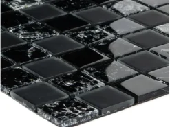 Wandfliesen|Mosaikfliesen* Mosaikmatte Smart Black Glas Schwarz 30 cm x 30 cm