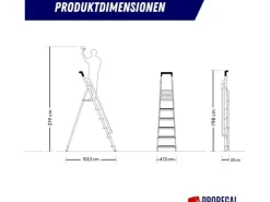Handläufe*PROREGAL Stufenstehleiter mit Werkzeugablage & Handlauf Economy Basic Einseitig Begehbar 6 Stufen Arbeitshöhe 3,19 m Traglast 150 kg