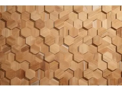 Rebel of Styles Akustikpaneele|Verblender^Holzverblender UltraWood Teak Hexagon 26 cm x 15 cm Braun