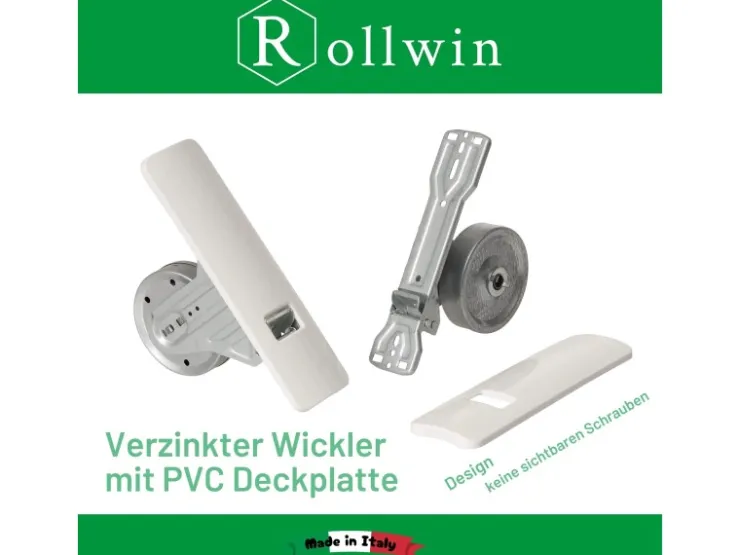 Mauerkasten^Rollwin Rolladen Gurtwickler Unterputz 165mm bis 185mm Lochabstand Anpassbar Für Mauerkasten Mit Gurtwickler Blende zum Clippen Weiß Ohne Gurt