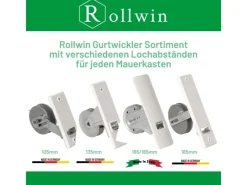 Mauerkasten^Rollwin Rolladen Gurtwickler Unterputz 165mm bis 185mm Lochabstand Anpassbar Für Mauerkasten Mit Gurtwickler Blende zum Clippen Weiß Ohne Gurt