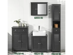 SoBuy Lamellentüren^Badkommode mit einer Schublade und Türen Badezimmer MDF Grau FRG238-DG
