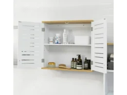 Lamellentüren*SoBuy Wandschrank Badezimmerschrank Küchenschrank Medizinschrank Weiß BZR42-W