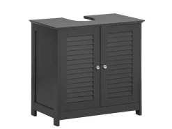 Lamellentüren*SoBuy Waschbeckenunterschrank Badschrank mit 2 Lamellentüren MDF 60x58x35cm Grau FRG237-DG