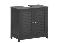 Lamellentüren*SoBuy Waschbeckenunterschrank Badschrank mit 2 Lamellentüren MDF 60x58x35cm Grau FRG237-DG