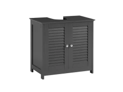 Lamellentüren*SoBuy Waschbeckenunterschrank Badschrank mit 2 Lamellentüren 60x58x35cm Grau FRG237-II-DG