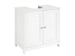 Lamellentüren*SoBuy Waschbeckenunterschrank Badschrank mit 2 Lamellentüren 60x58x35cm Weiß FRG237-II-W