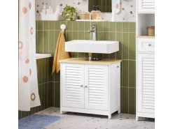 Lamellentüren*SoBuy Waschbeckenunterschrank Badeunterschrank Weißnatur FRG237-W