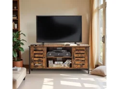 Lamellentüren*Songmics TV-Schrank Hanis 40 x 110 x 50 cm Braun-Schwarz