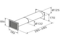 Mauerlüfter|Mauerkasten^Teleskop-Mauerkasten Rundrohranschluss System 125