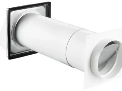 Mauerlüfter|Mauerkasten^Teleskop-Mauerkasten System Ø 125 mm mit Edelstahl-Ablufthaube
