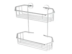 Musterfliesen*Tesa ® BAATH Plus Duschkorb doppelt, verchromt, inkl. Klebelösung, 278mm x 270mm