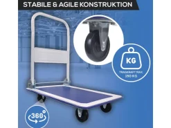 Tronitechnik Bauzubehör|Baugeräte^Transportwagen Plattformwagen klappbar - 150 kg Tragkraft mit Antirutschbeschichtung - Ladefläche 72x48 cm