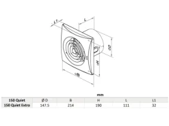 Badlüfter|Rohrventilatoren* VENTS Axialer Abluftventilator Für Wand Quiet 150 V Mit Zugschalter